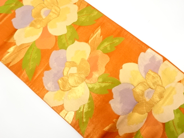 花模様織り出し　袋帯